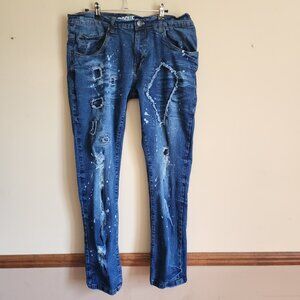 ROGUE Men's Distressed Paint Splatter Denim Jeans Size 36X32